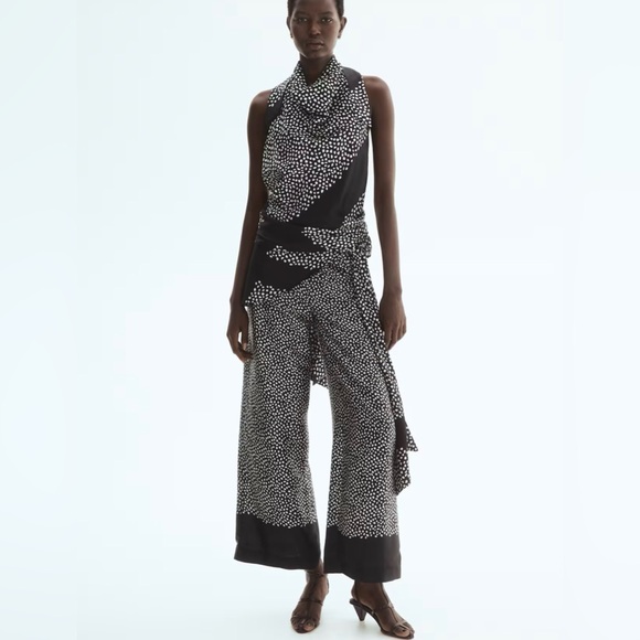 H&M Black and White Splatter Dot Skirt Layered Trousers Size 6 NWT - Picture 2 of 6